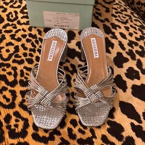 Aquazzura club sandal Silver Women's Shoes 39 fits US 8